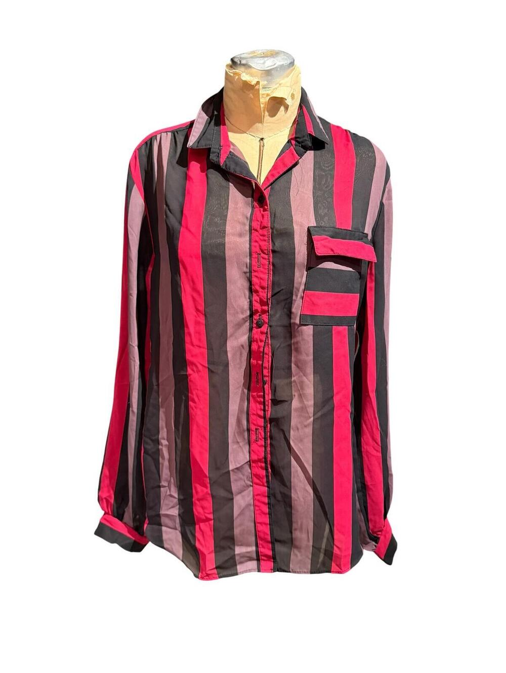 Ms. Paquette Vintage 80s Striped Long Sleeve Button-Up Shirt